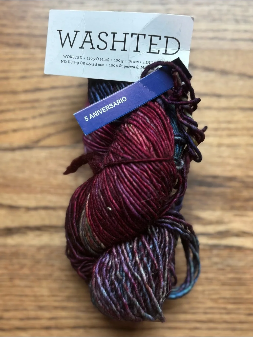 Malabrigo Yarn Washted #5 Aniversario Purple Blue 100% SW Merino Wool Single Ply
